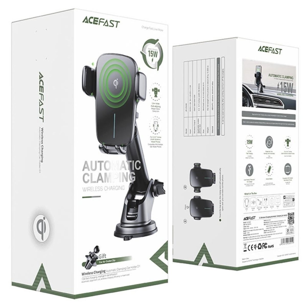 Acefast D1 Wireless Charger Automatic Clamping Car Holder Acefast D1 Wireless Charger Automatic Clamping Car Holder